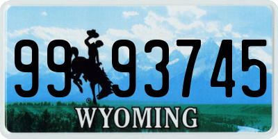 WY license plate 9993745