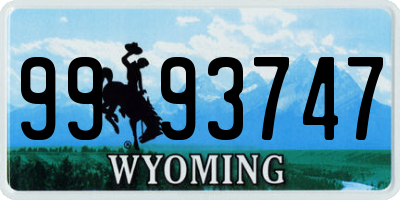 WY license plate 9993747
