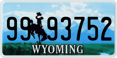 WY license plate 9993752