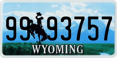 WY license plate 9993757