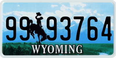 WY license plate 9993764