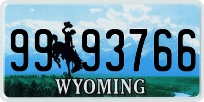 WY license plate 9993766