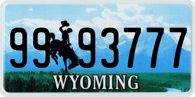 WY license plate 9993777