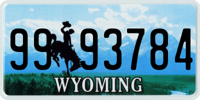 WY license plate 9993784
