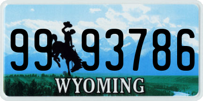 WY license plate 9993786