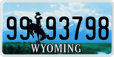 WY license plate 9993798