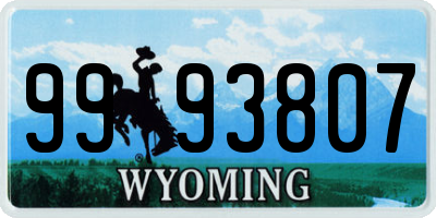 WY license plate 9993807