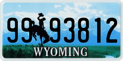 WY license plate 9993812