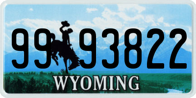 WY license plate 9993822