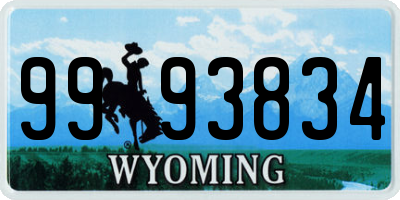 WY license plate 9993834