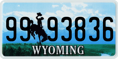 WY license plate 9993836