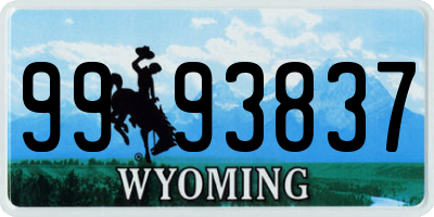 WY license plate 9993837