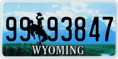 WY license plate 9993847