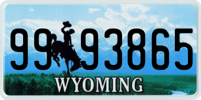 WY license plate 9993865