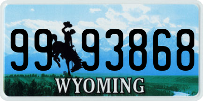 WY license plate 9993868