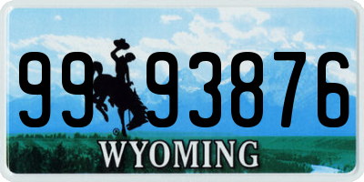 WY license plate 9993876