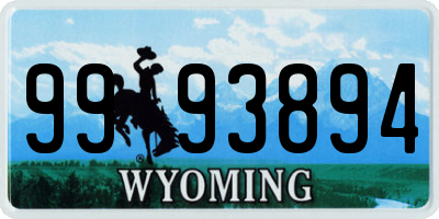 WY license plate 9993894