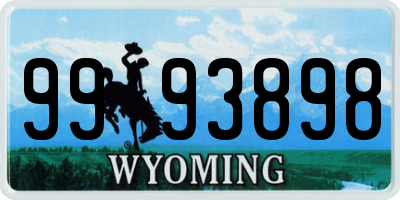 WY license plate 9993898