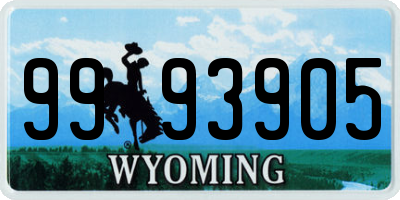 WY license plate 9993905