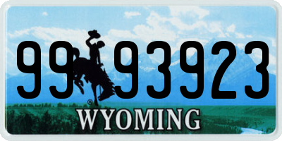 WY license plate 9993923