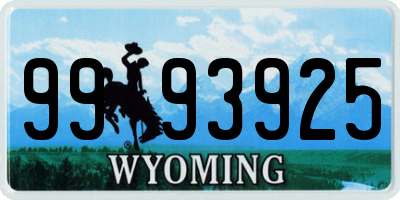 WY license plate 9993925