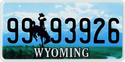 WY license plate 9993926