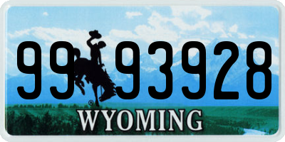 WY license plate 9993928