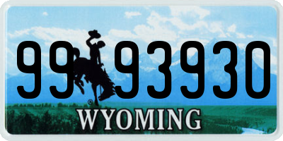 WY license plate 9993930