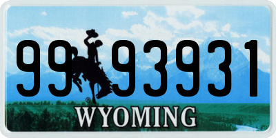 WY license plate 9993931