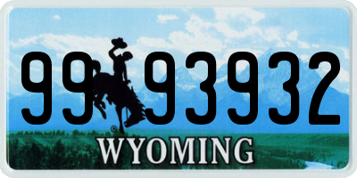 WY license plate 9993932