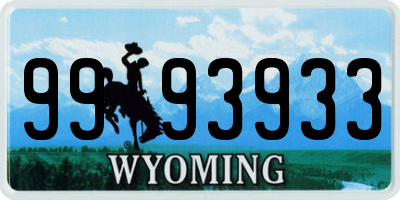 WY license plate 9993933