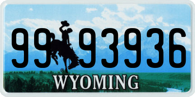 WY license plate 9993936