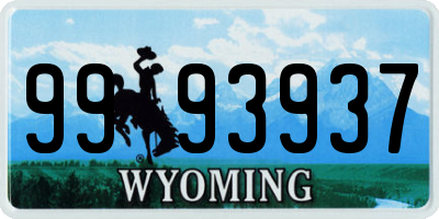 WY license plate 9993937