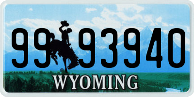 WY license plate 9993940