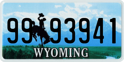 WY license plate 9993941