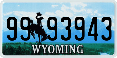 WY license plate 9993943