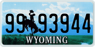 WY license plate 9993944