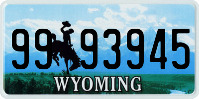 WY license plate 9993945