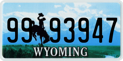 WY license plate 9993947