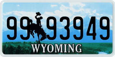 WY license plate 9993949