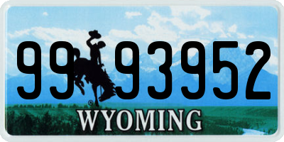 WY license plate 9993952