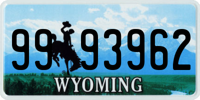 WY license plate 9993962