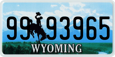 WY license plate 9993965