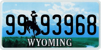 WY license plate 9993968