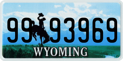 WY license plate 9993969