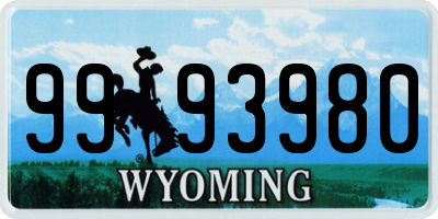 WY license plate 9993980