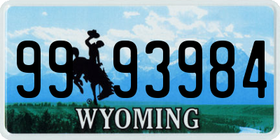 WY license plate 9993984