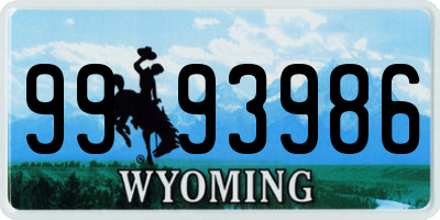 WY license plate 9993986