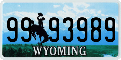 WY license plate 9993989