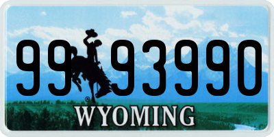 WY license plate 9993990